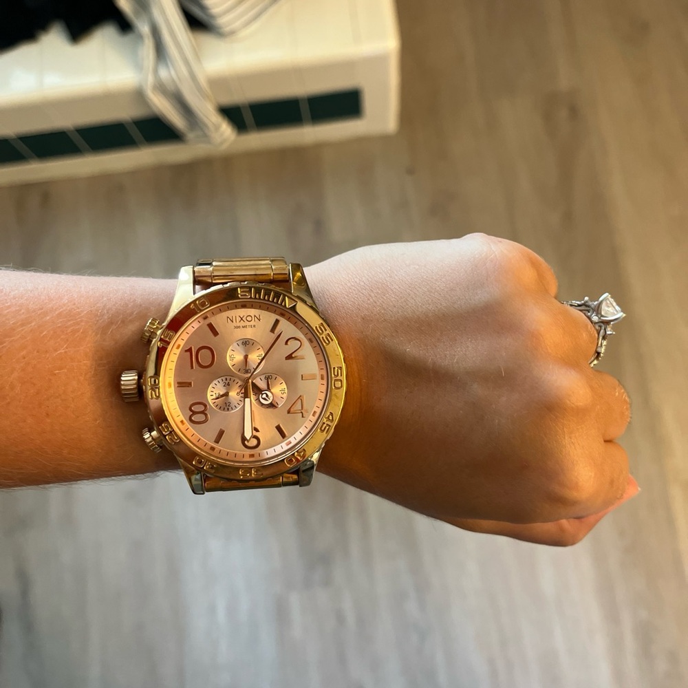 Nixon Rose Gold Chronograph Watch